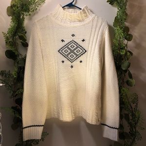 cream pattern knit sweater
